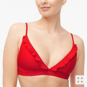 JCrew Factory Red Ruffle French Bikini Top